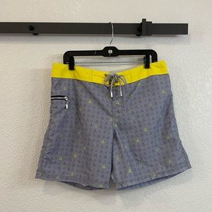 Amiani Men's Swim Suit Shorts Size L Gray & Yellow